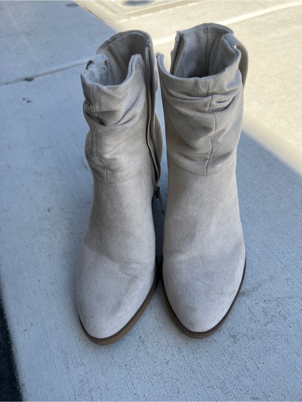 Dr. Scholl's Suede Light Taupe Slouch Ankle Boots